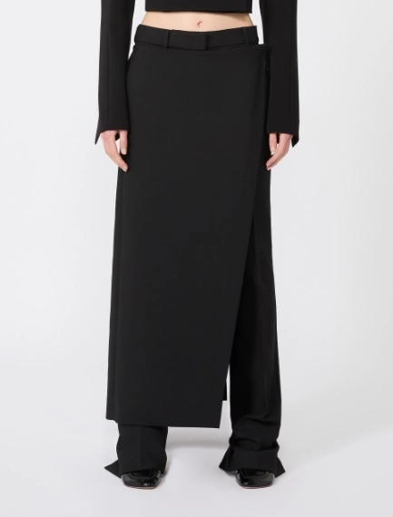 Stretch wool trousers with removable panel - BLACK - Sportmax - 2