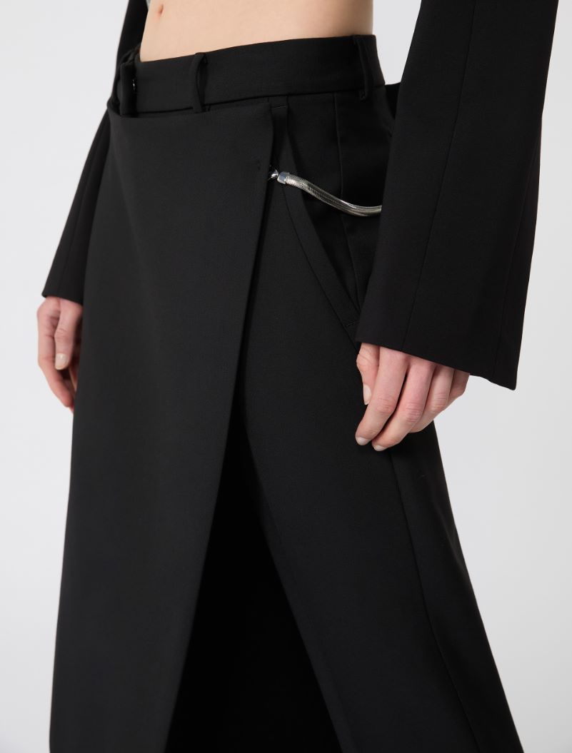 Stretch wool trousers with removable panel - BLACK - Sportmax - 4
