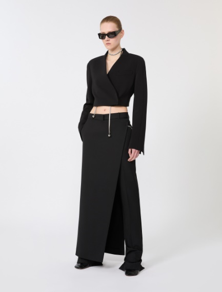 Stretch wool trousers with removable panel - BLACK - Sportmax