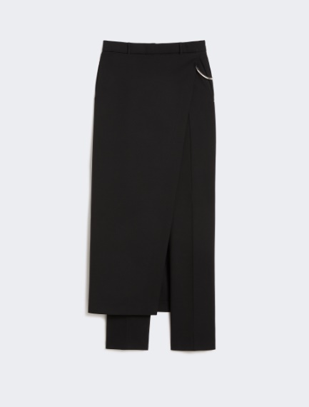 Stretch wool trousers with removable panel - BLACK - Sportmax