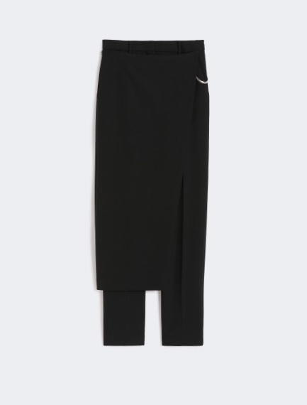 Stretch wool trousers with removable panel - BLACK - Sportmax
