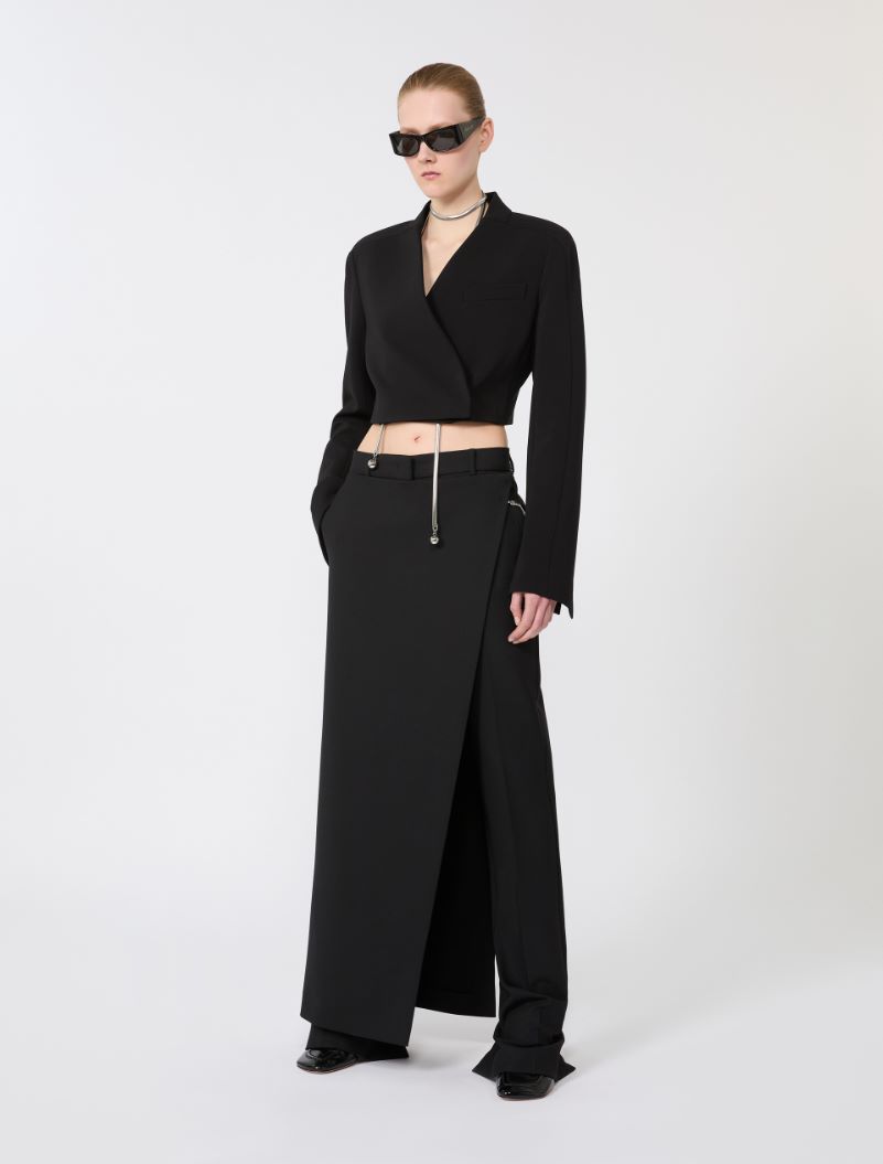 Stretch wool trousers with removable panel - BLACK - Sportmax