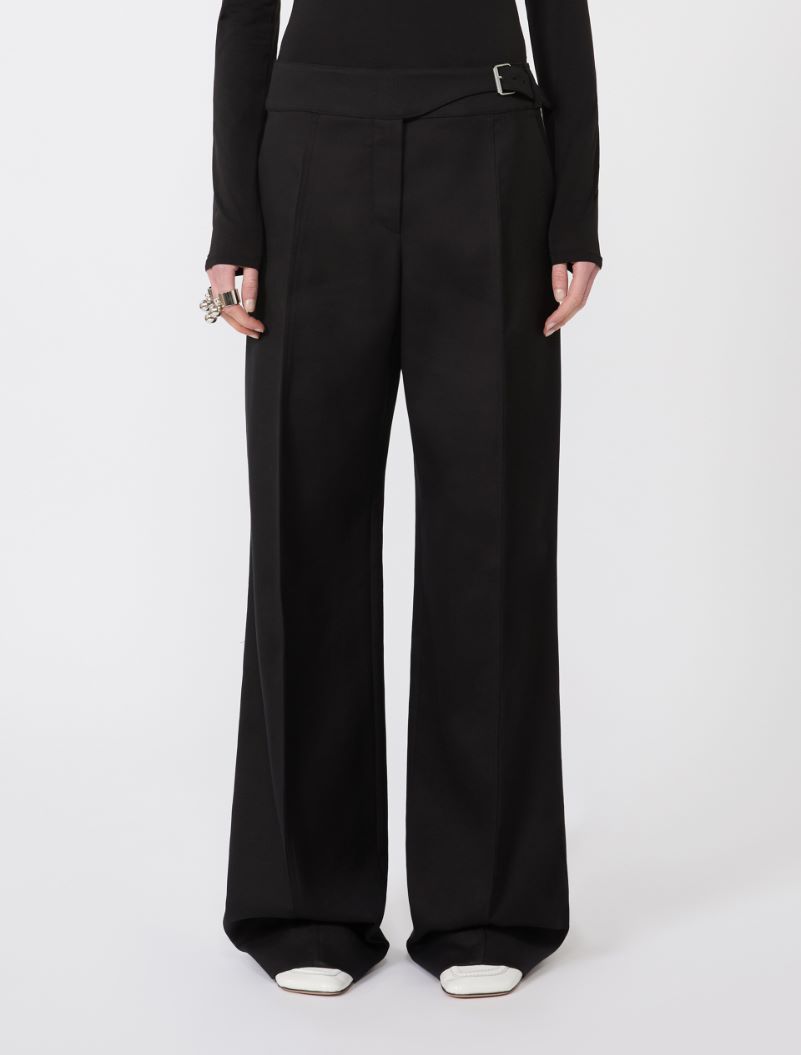 Viscose-blend gabardine yoke-detail trousers - BLACK - Sportmax - 2