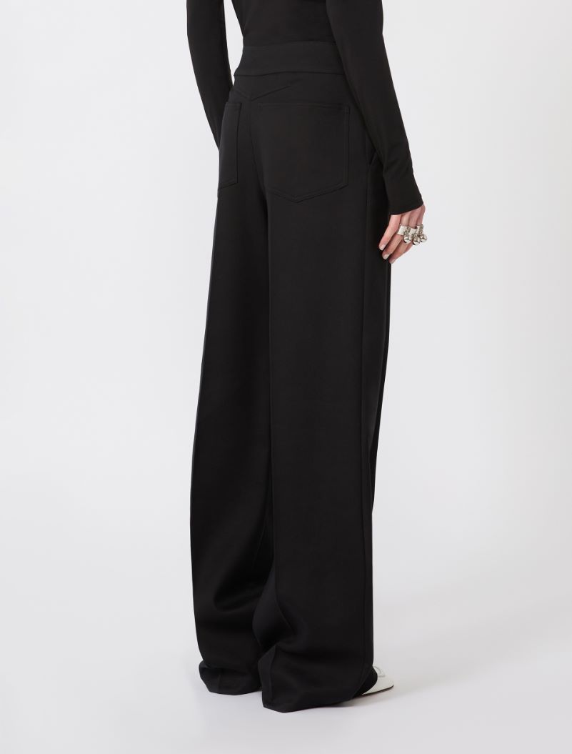 Viscose-blend gabardine yoke-detail trousers - BLACK - Sportmax - 3