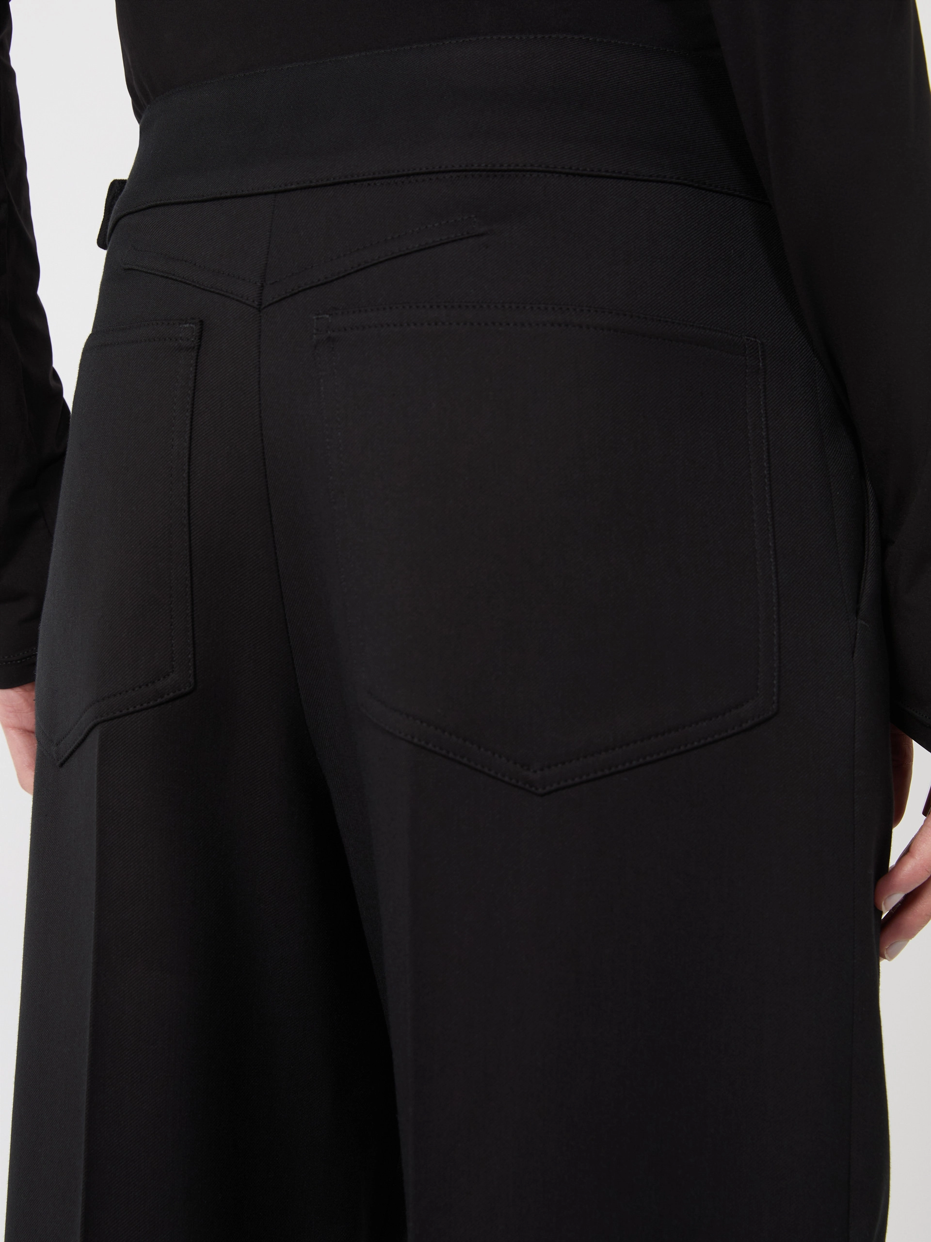 Viscose-blend gabardine yoke-detail trousers - BLACK - Sportmax - 5