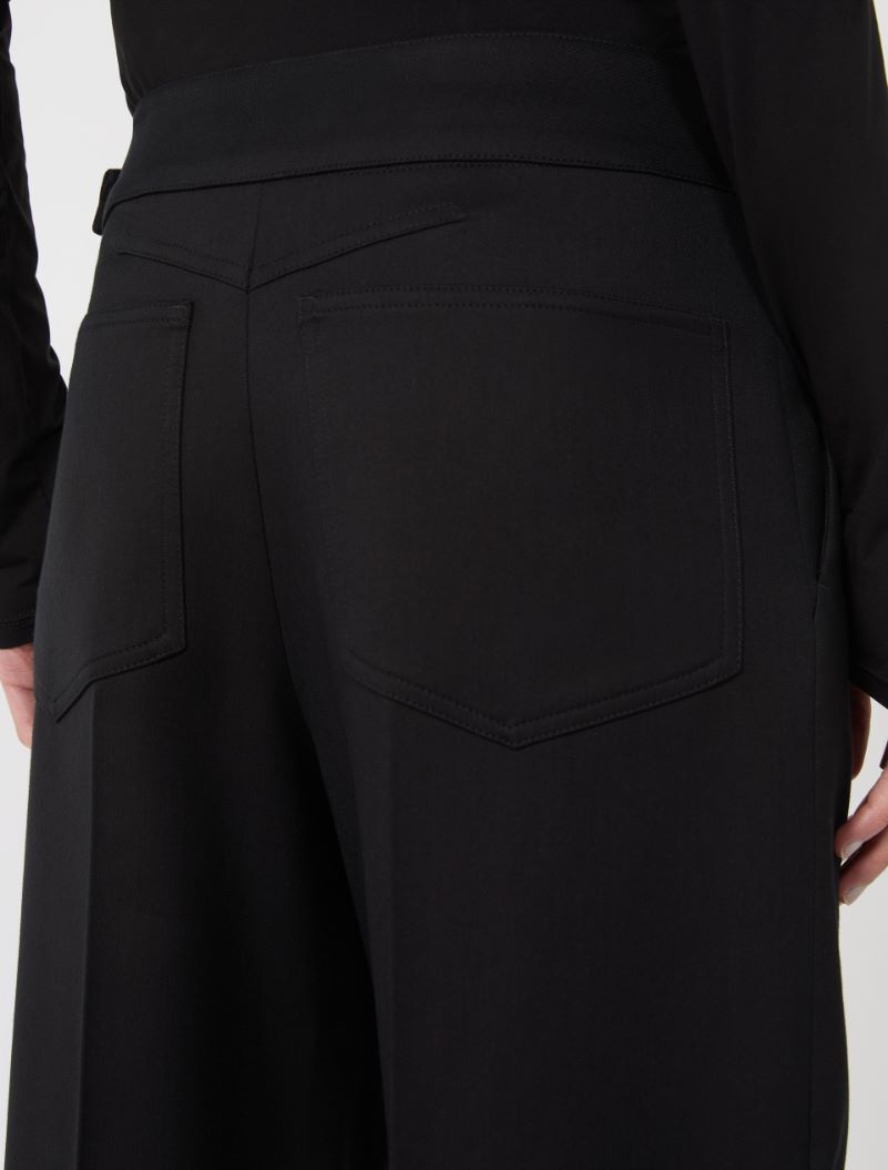 Viscose-blend gabardine yoke-detail trousers - BLACK - Sportmax - 5