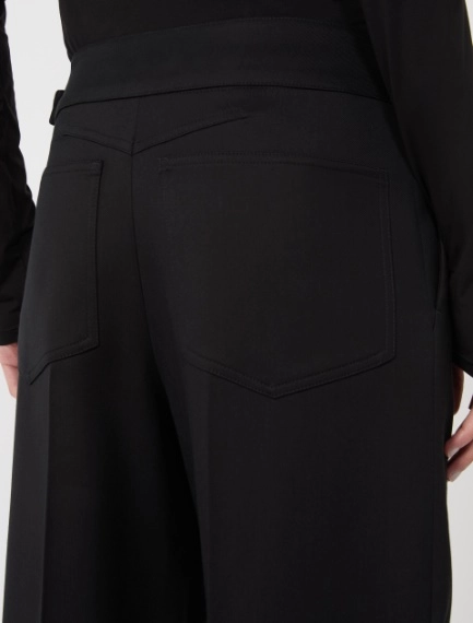 Viscose-blend gabardine yoke-detail trousers - BLACK - Sportmax - 5