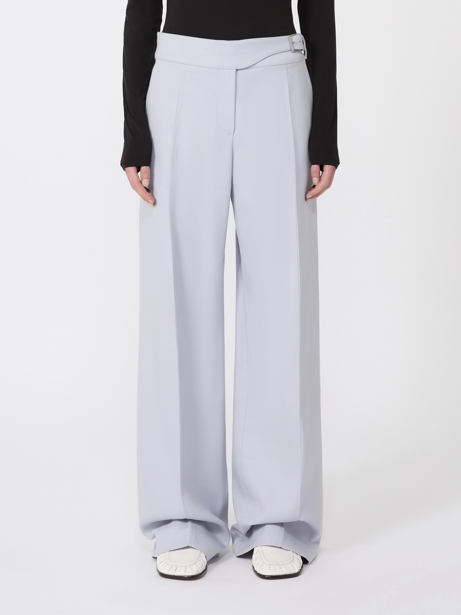 Viscose-blend gabardine yoke-detail trousers - MEDIUM GREY - Sportmax - 2