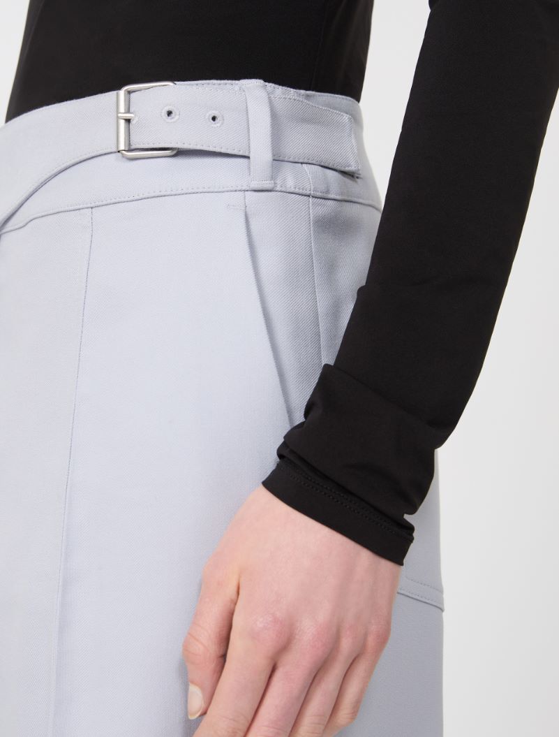 Viscose-blend gabardine yoke-detail trousers - MEDIUM GREY - Sportmax - 4