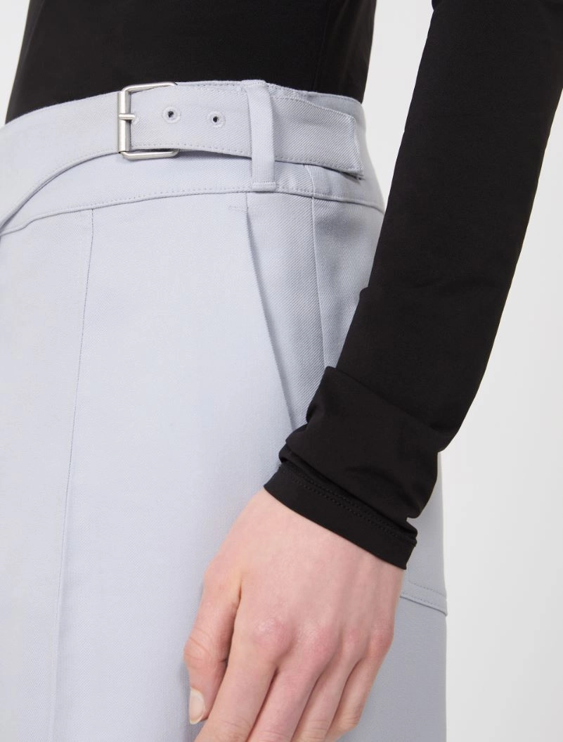 Viscose-blend gabardine yoke-detail trousers - MEDIUM GREY - Sportmax - 4