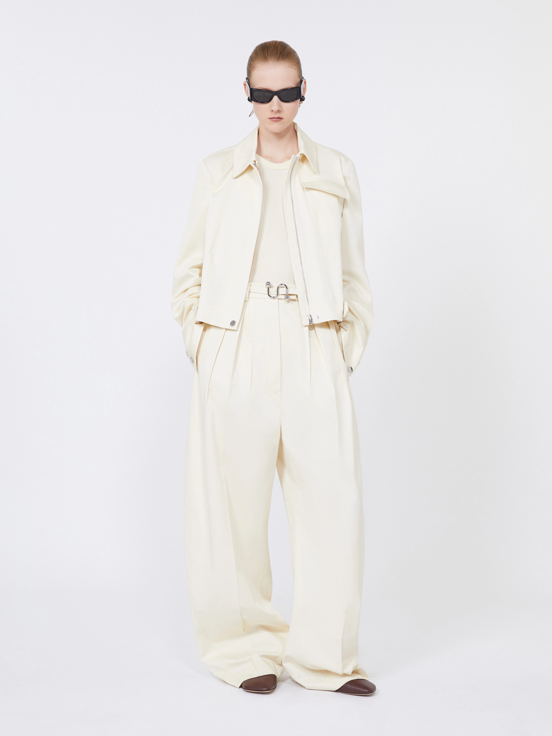 Oversized gabardine trousers - VANILLA - Sportmax