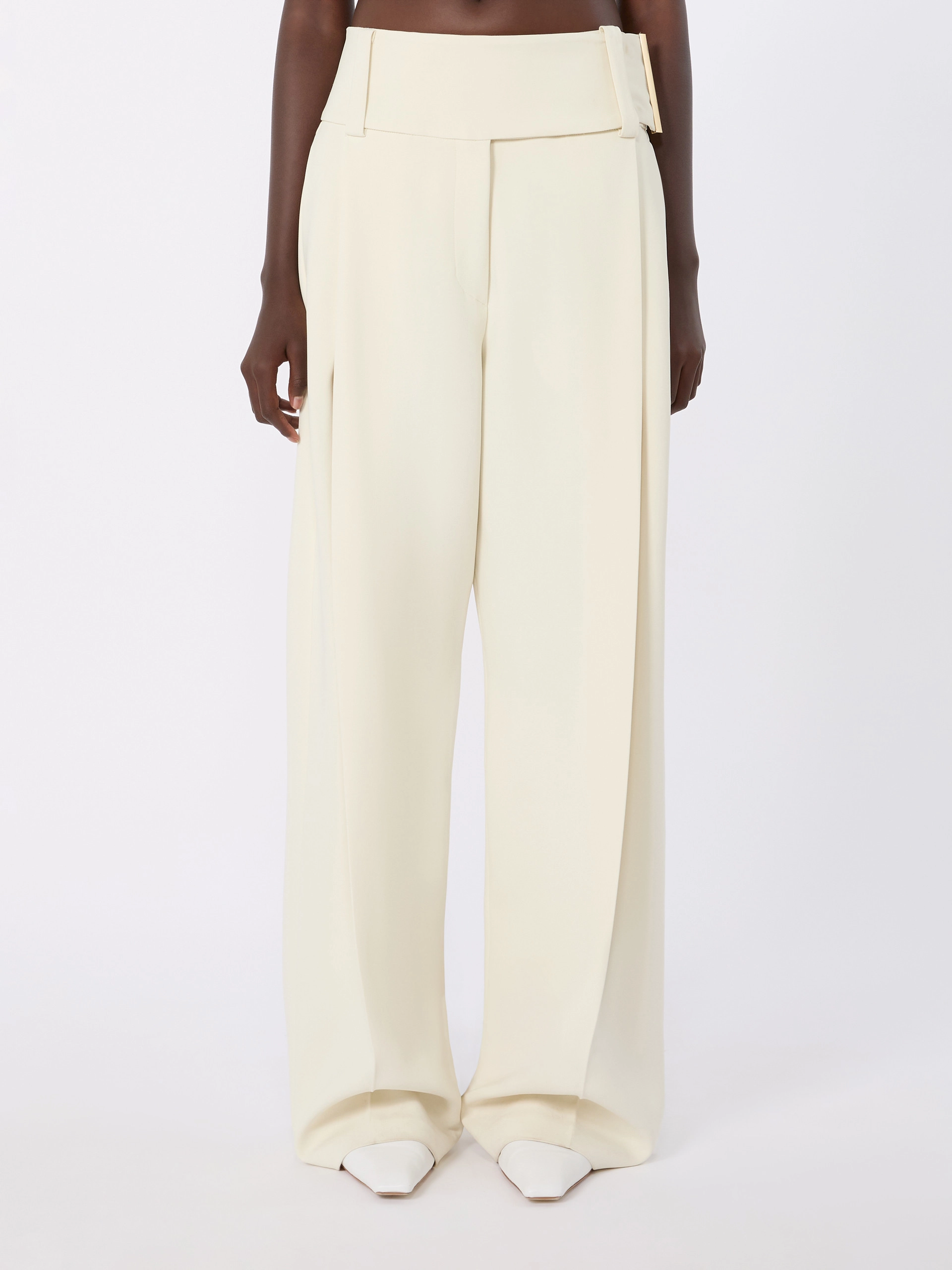Wide-fit stretch viscose trousers - IVORY - Sportmax - 2