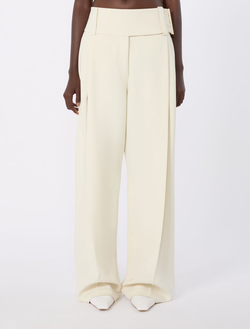 Wide-fit stretch viscose trousers - IVORY - Sportmax - 2