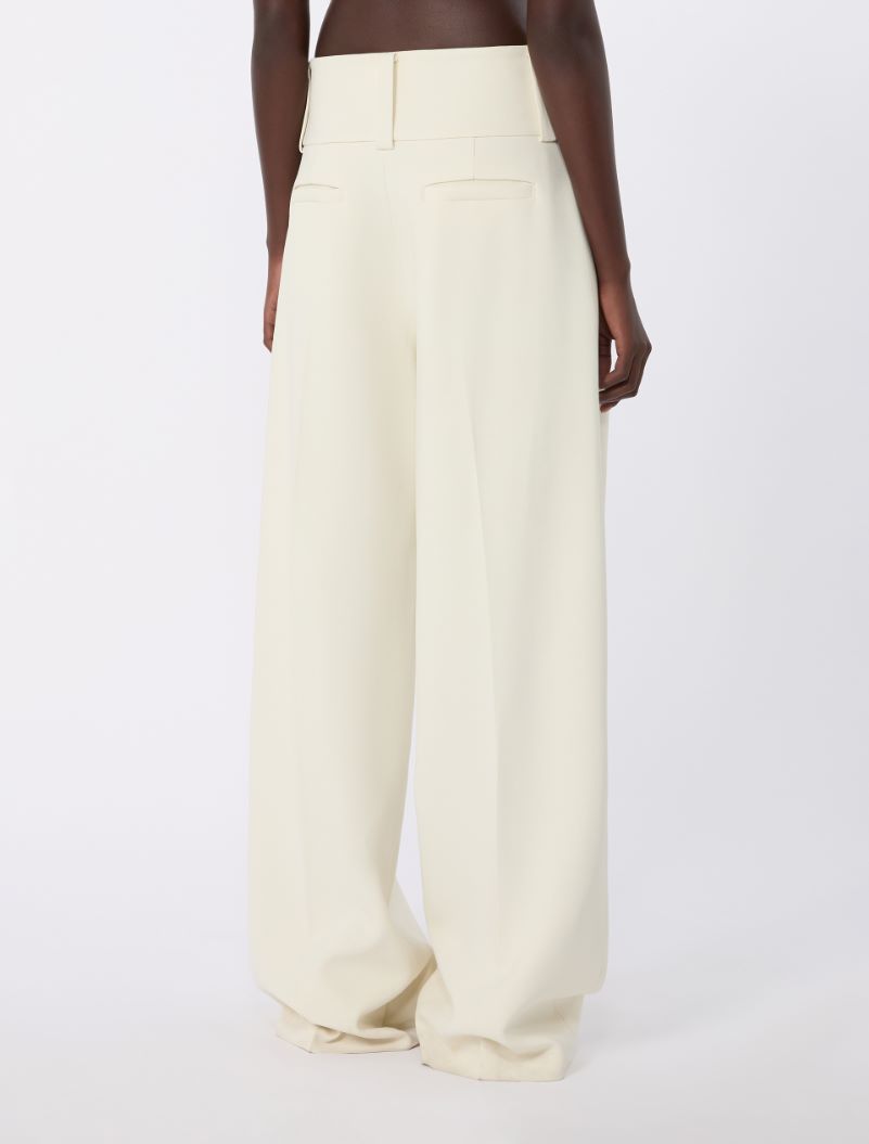 Wide-fit stretch viscose trousers - IVORY - Sportmax - 3