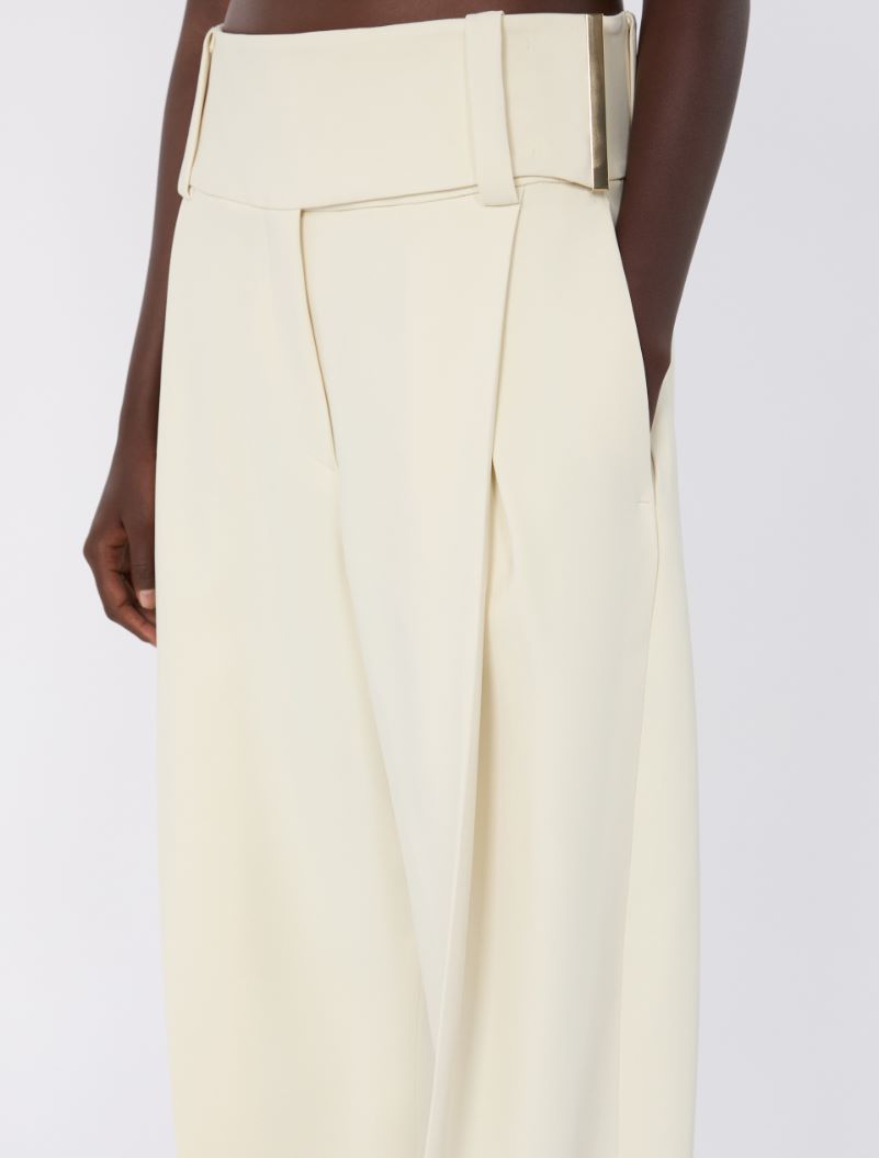 Wide-fit stretch viscose trousers - IVORY - Sportmax - 4
