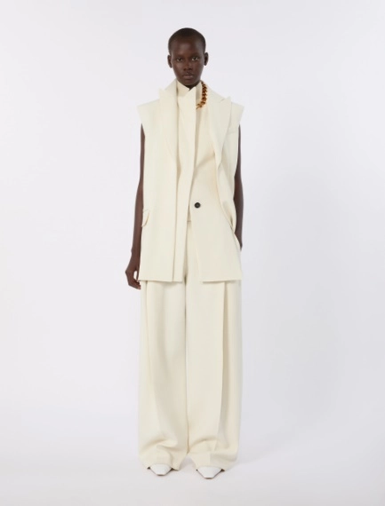 Wide-fit stretch viscose trousers - IVORY - Sportmax