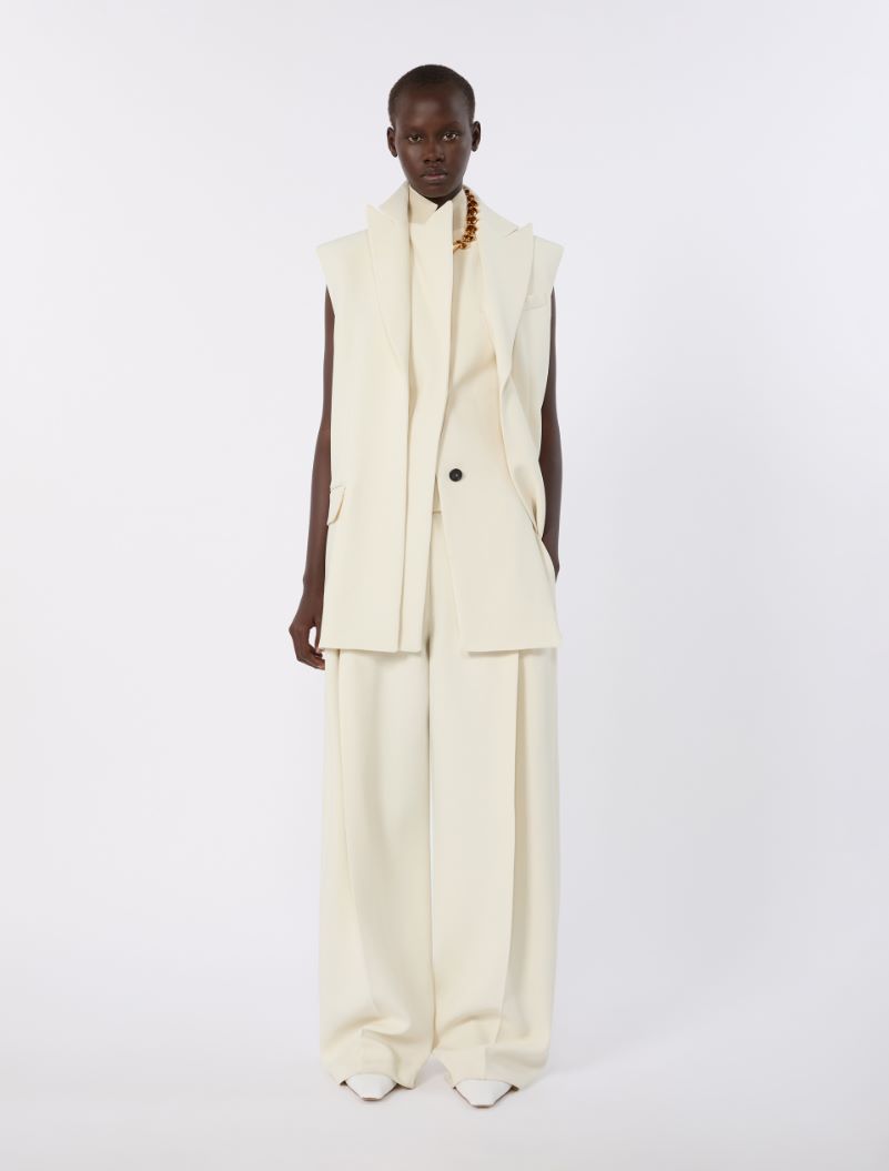 Wide-fit stretch viscose trousers - IVORY - Sportmax