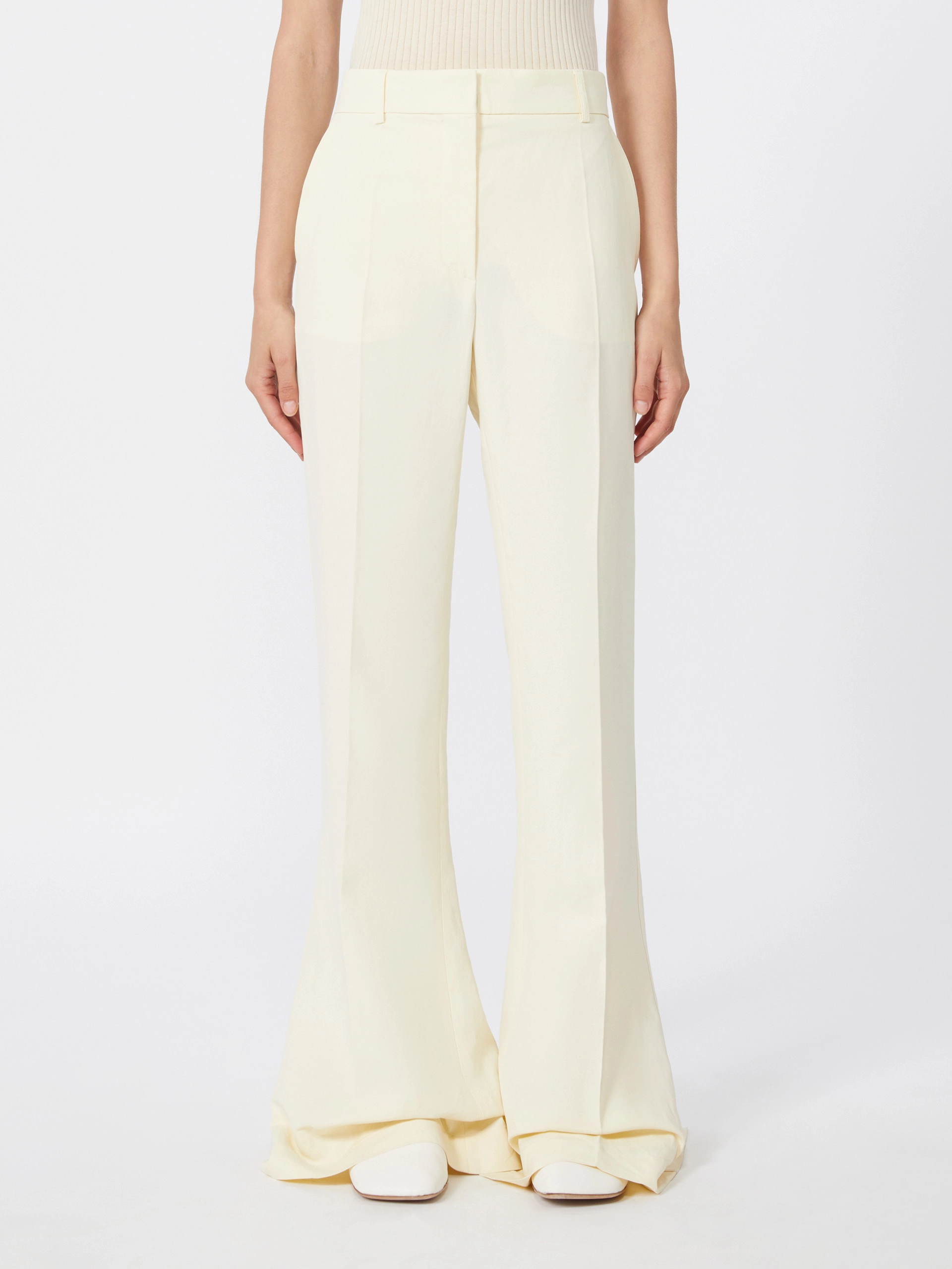 Slim-fit flared trousers in viscose - IVORY - Sportmax - 2