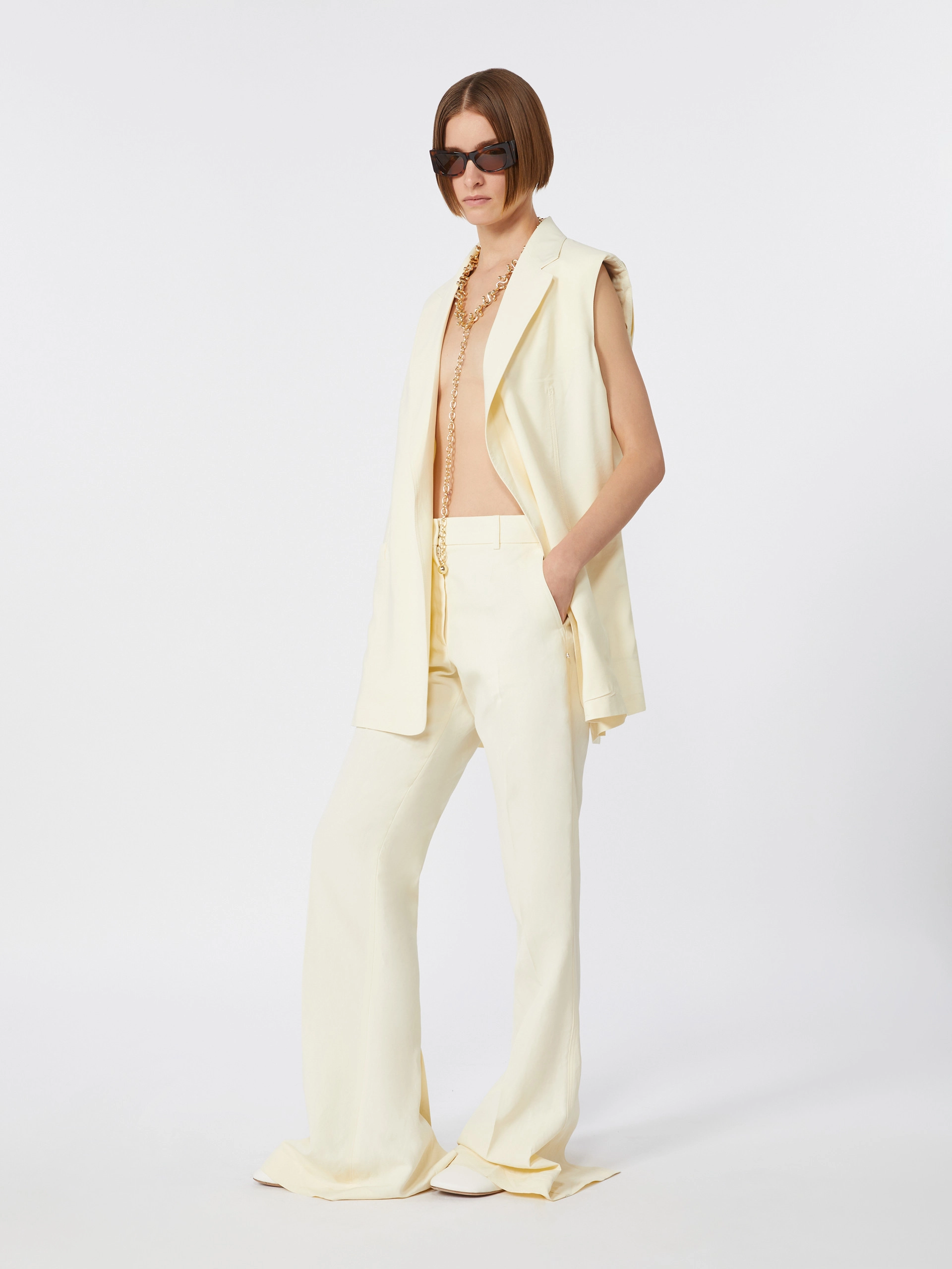 Slim-fit flared trousers in viscose - IVORY - Sportmax