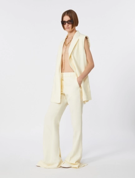 Slim-fit flared trousers in viscose - IVORY - Sportmax - 1