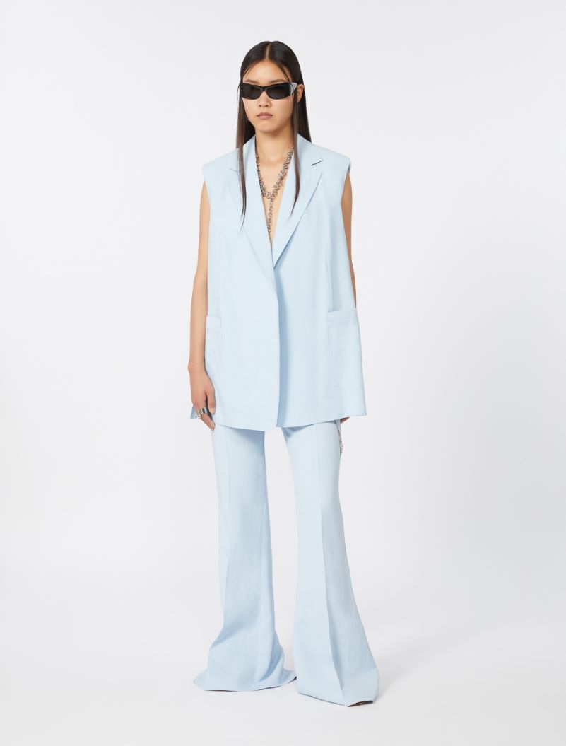 Slim-fit flared trousers in viscose - LIGHT BLUE - Sportmax