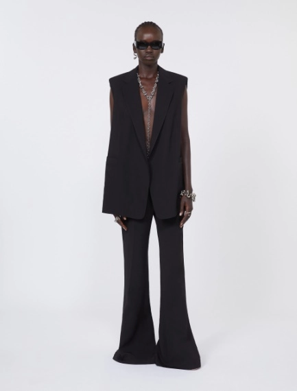 Pantalon évasé ajusté en viscose - NOIR - Sportmax