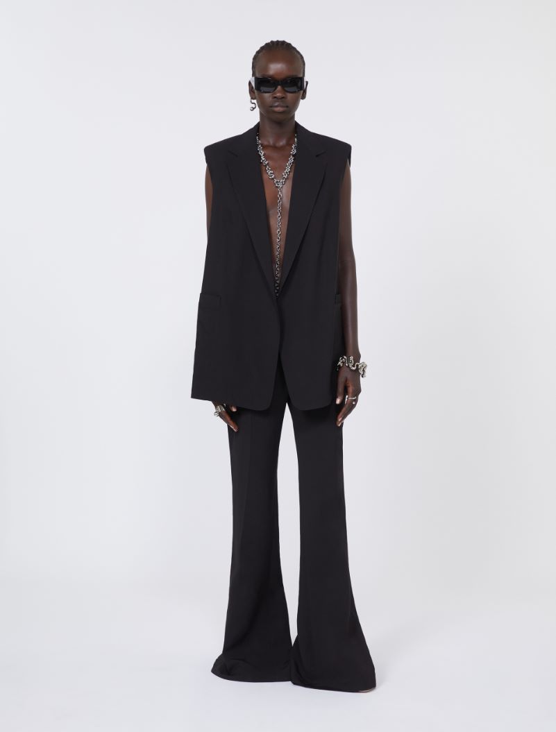 Slim-fit flared trousers in viscose - BLACK - Sportmax