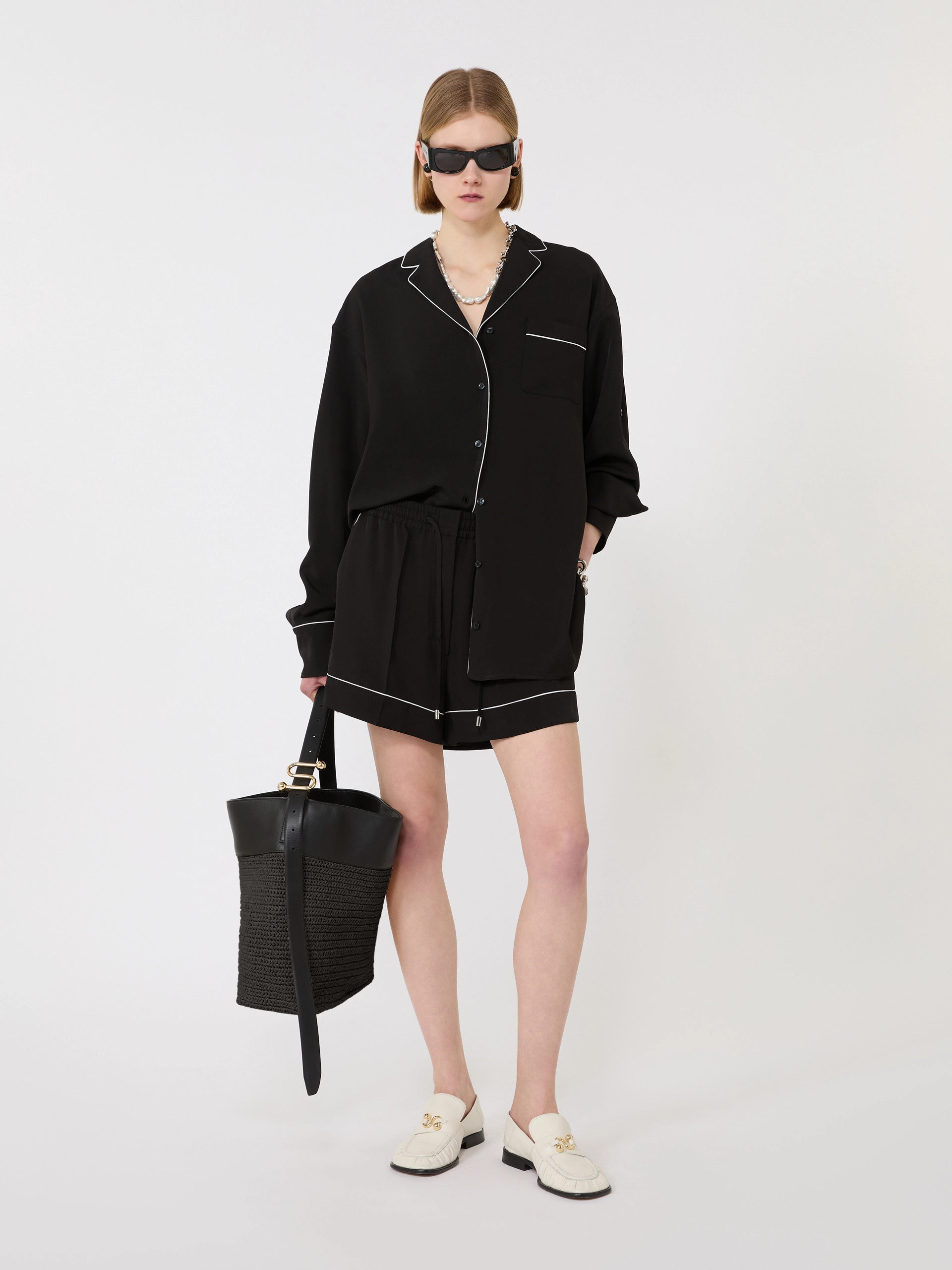 Satin jogger shorts - BLACK - Sportmax