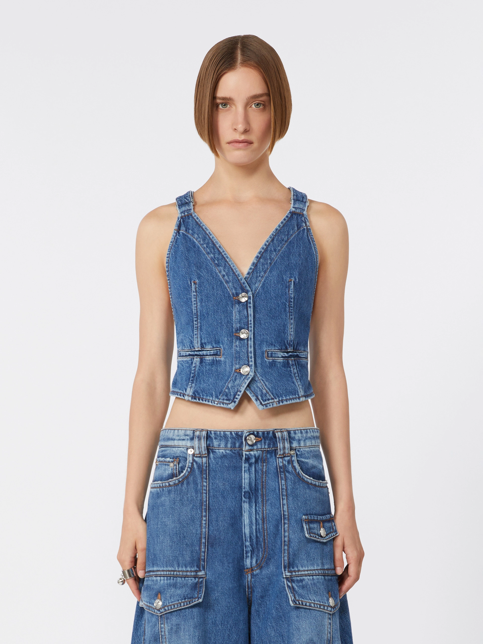 Slim-fit denim gilet - MIDNIGHTBLUE - Sportmax - 2