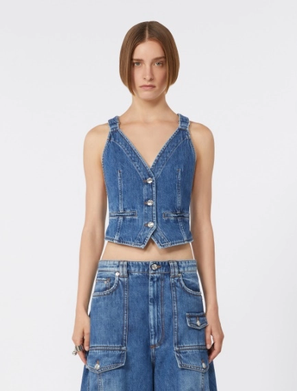 Slim-fit denim gilet - MIDNIGHTBLUE - Sportmax - 2