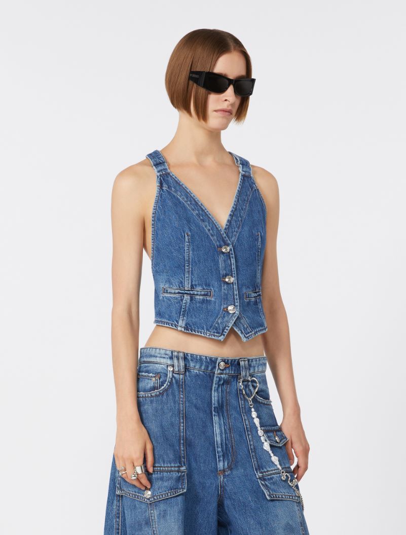 Slim-fit denim gilet - MIDNIGHTBLUE - Sportmax - 4