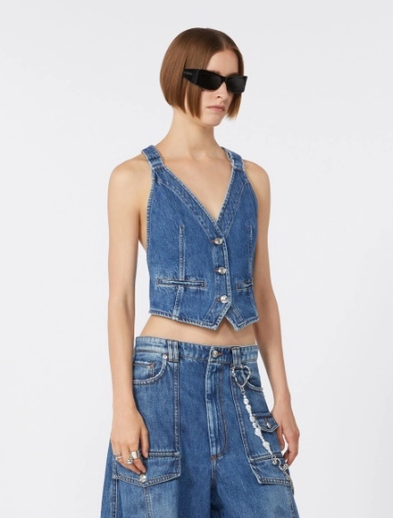 Slim-fit denim gilet - MIDNIGHTBLUE - Sportmax