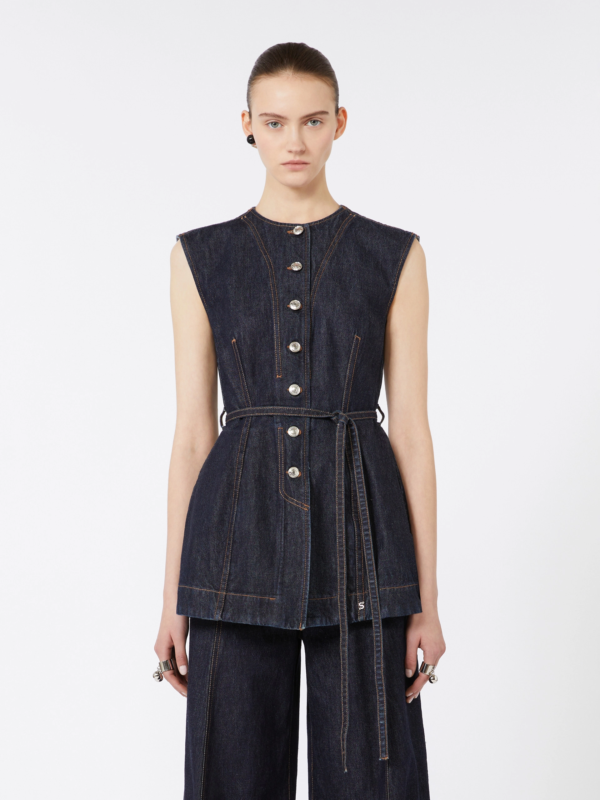 Sleeveless denim top - MIDNIGHTBLUE - Sportmax - 2