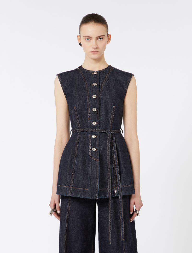 Sleeveless denim top - MIDNIGHTBLUE - Sportmax - 2