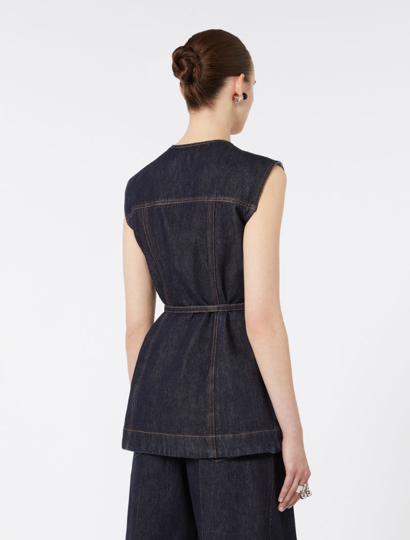 Sleeveless denim top - MIDNIGHTBLUE - Sportmax - 3