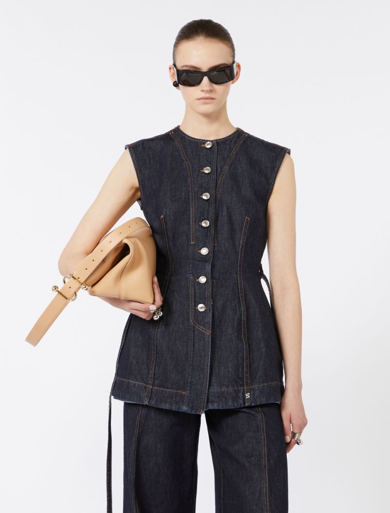 Sleeveless denim top - MIDNIGHTBLUE - Sportmax - 4
