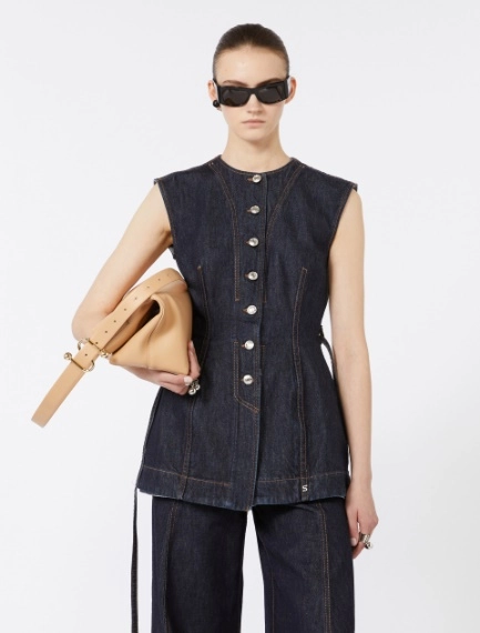 Sleeveless denim top - MIDNIGHTBLUE - Sportmax