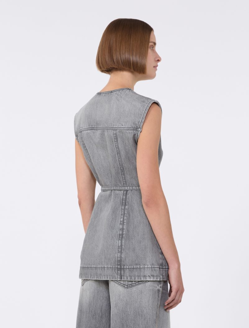 Slim-fit sleeveless denim top - BLACK - Sportmax - 3
