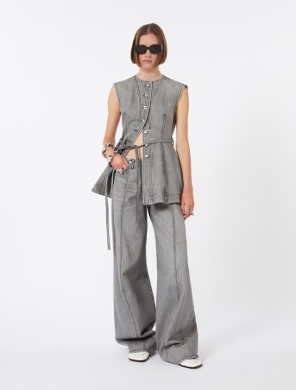 Slim-fit sleeveless denim top - BLACK - Sportmax