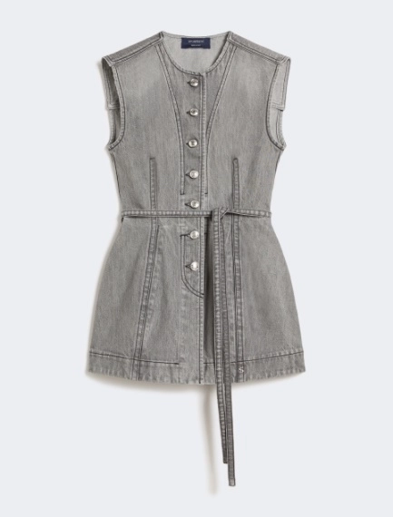 Slim-fit sleeveless denim top - BLACK - Sportmax