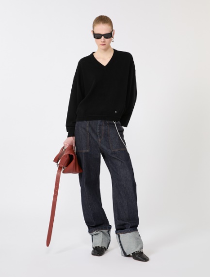 Denim jeans with high turn-up - MIDNIGHTBLUE - Sportmax