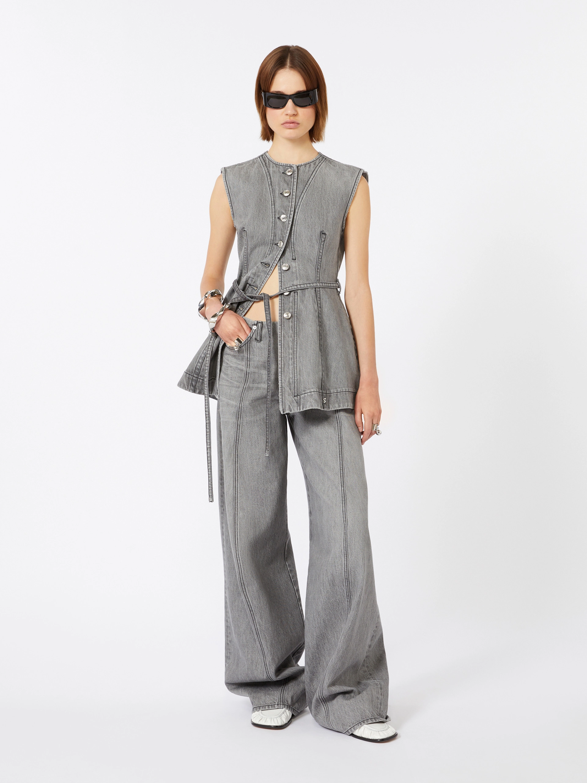 Oversized black denim trousers - BLACK - Sportmax