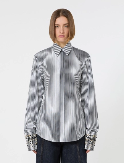 Camicia in popeline con ricami bijoux - NERO - Sportmax - 2