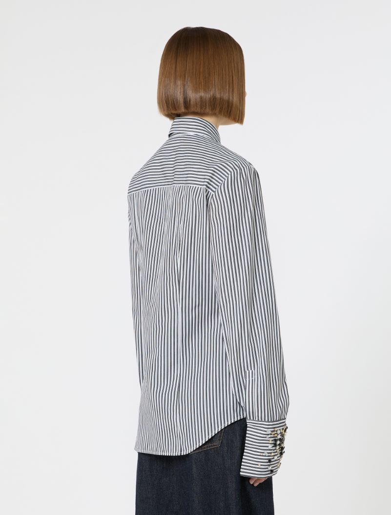 Jewel-embroidered poplin shirt - BLACK - Sportmax - 3