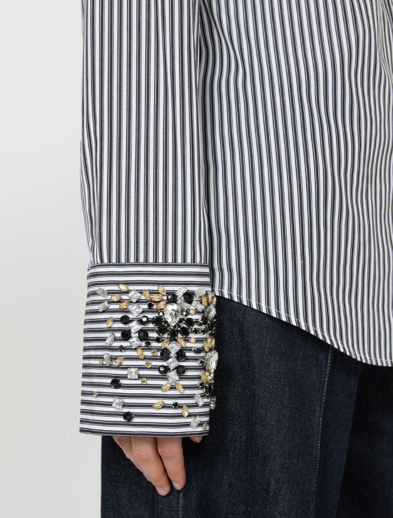 Jewel-embroidered poplin shirt - BLACK - Sportmax - 5