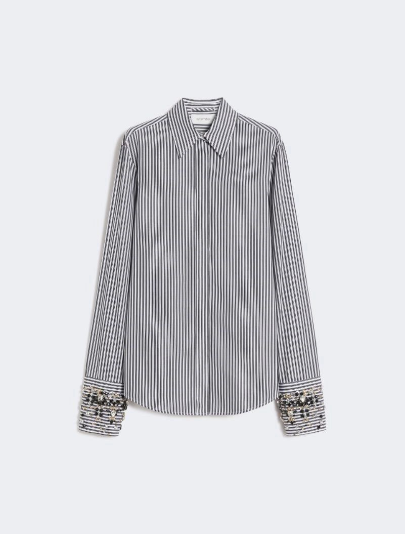Jewel-embroidered poplin shirt - BLACK - Sportmax - 7