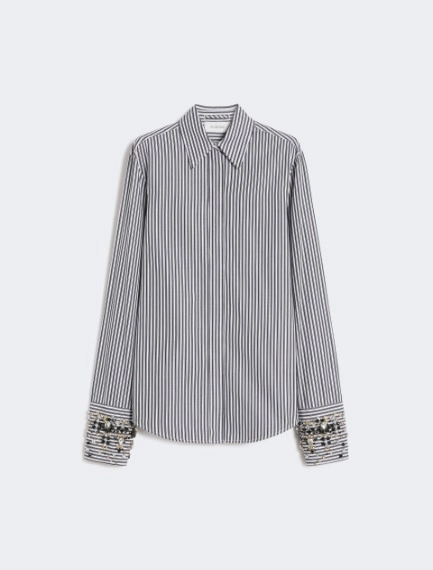 Jewel-embroidered poplin shirt - BLACK - Sportmax