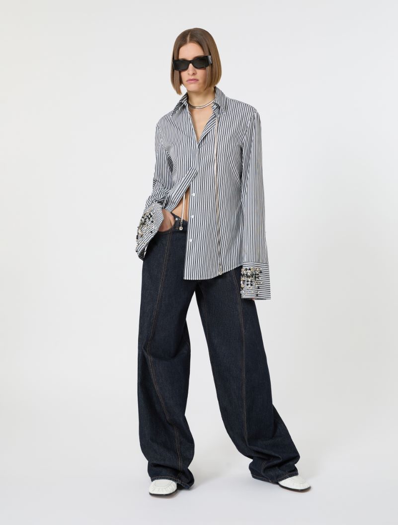 Jewel-embroidered poplin shirt - BLACK - Sportmax