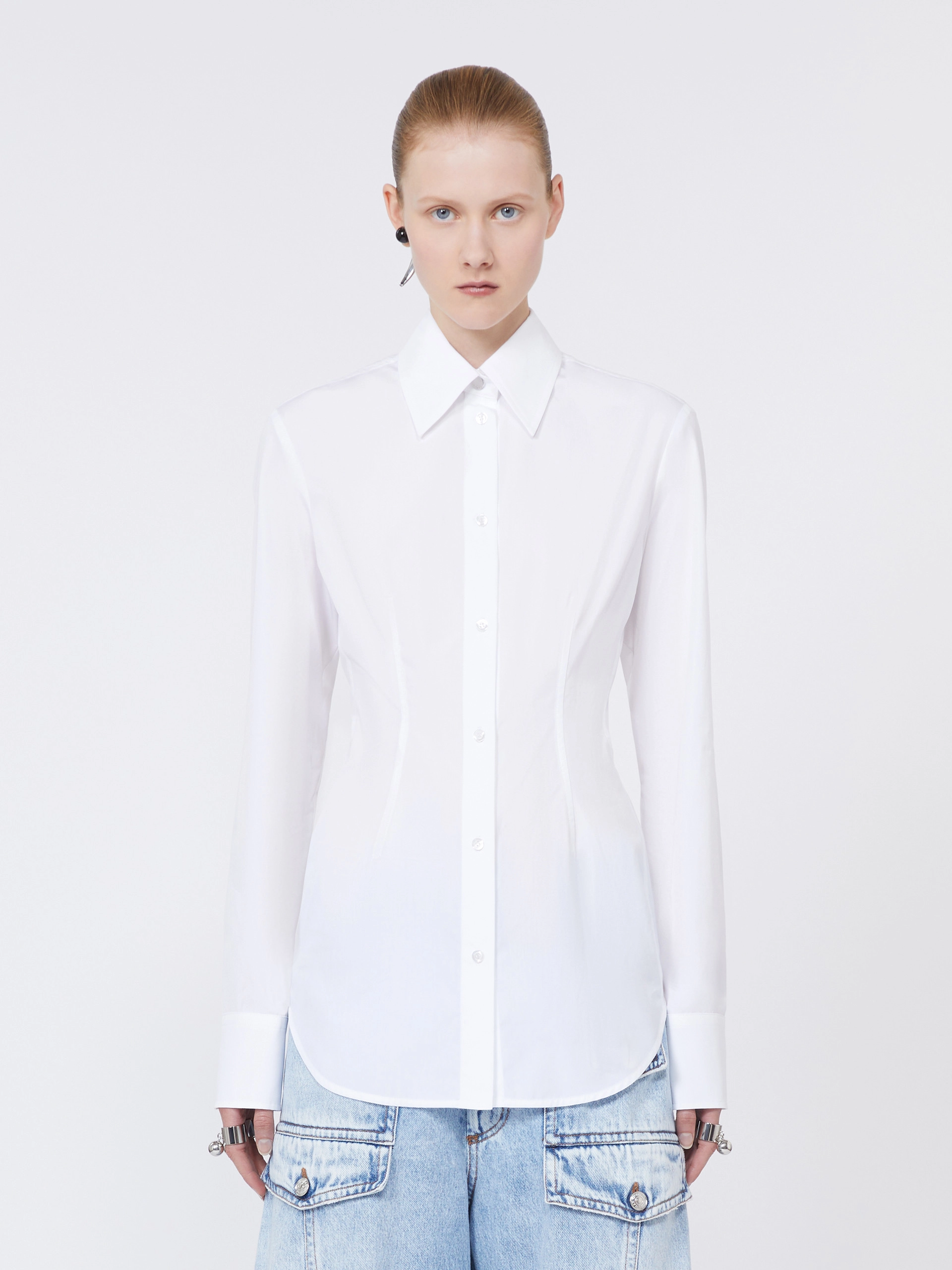 Slim-fit poplin shirt - OPTICAL WHITE - Sportmax - 2