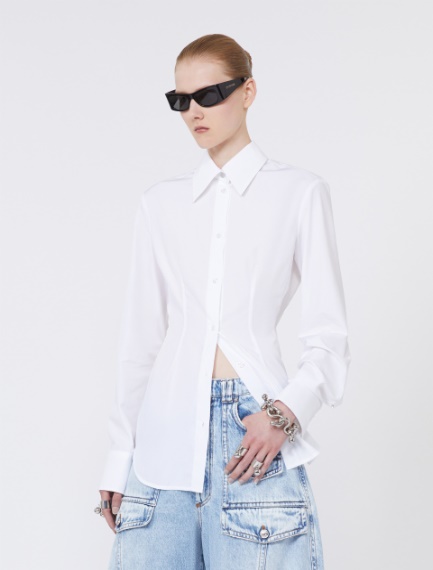 Slim-fit poplin shirt - OPTICAL WHITE - Sportmax